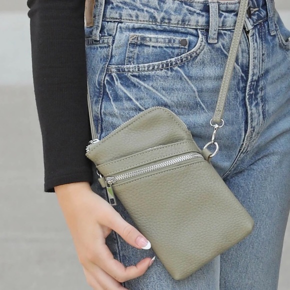 NWT “K•Carroll” Avocado “Carrie Crossbody Bag” measures 6.5"W x 3.75"H x 0.25" D - Picture 7 of 7